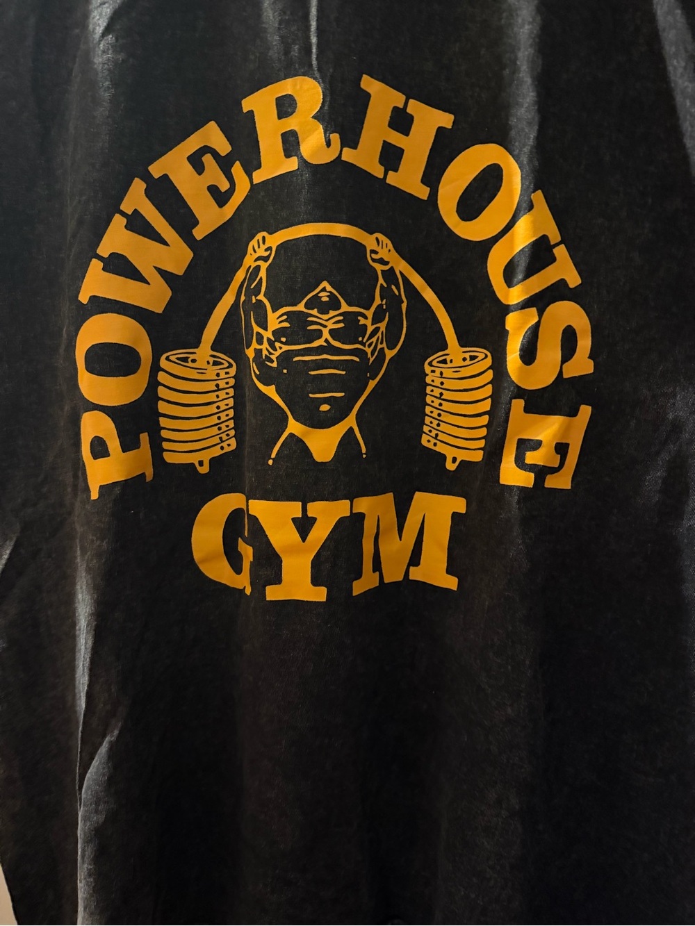 Powerhouse Gym Black Tee with Yellow Logo